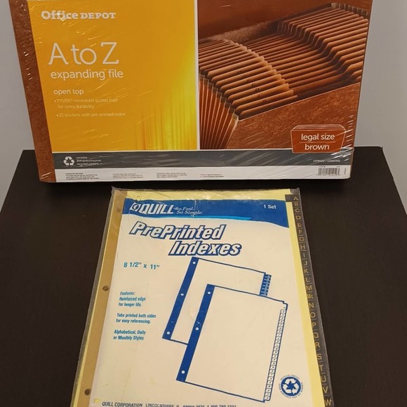 Office Supplies - Expanding A-ZFile , Alphabet Gold Tab Index & A-Z File Box NEW - Picture 10 of 12